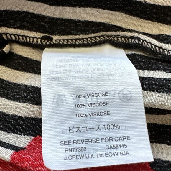 Madewell Black White Red Striped Floral Candied Orchids Wrap Ruffle Dress Size 2 - Picture 11 of 12